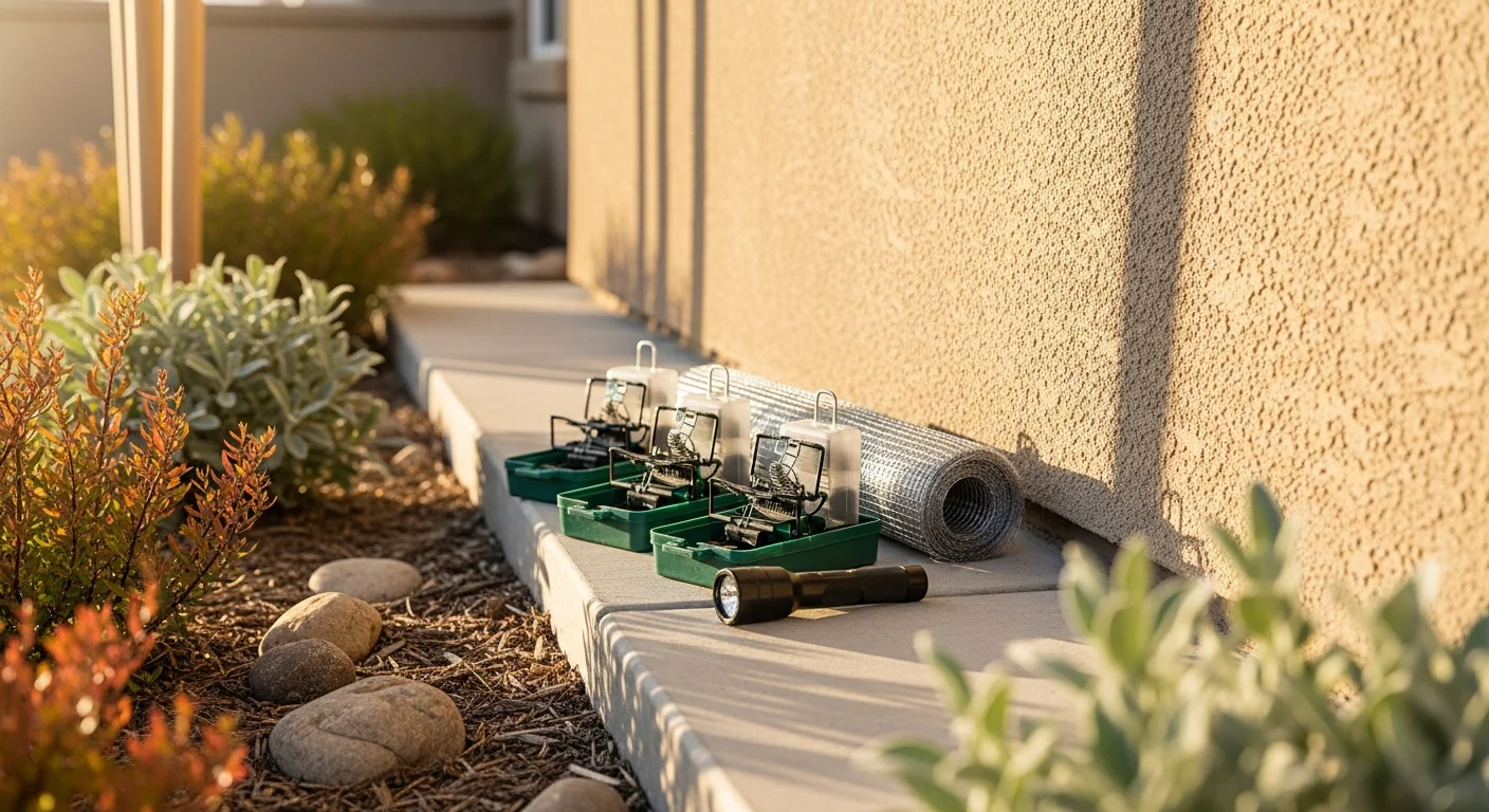 Rodent control technician setting traps for mice and rats